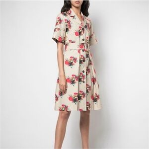 ADAM LIPPES Runway Tan Floral Midi Dress
